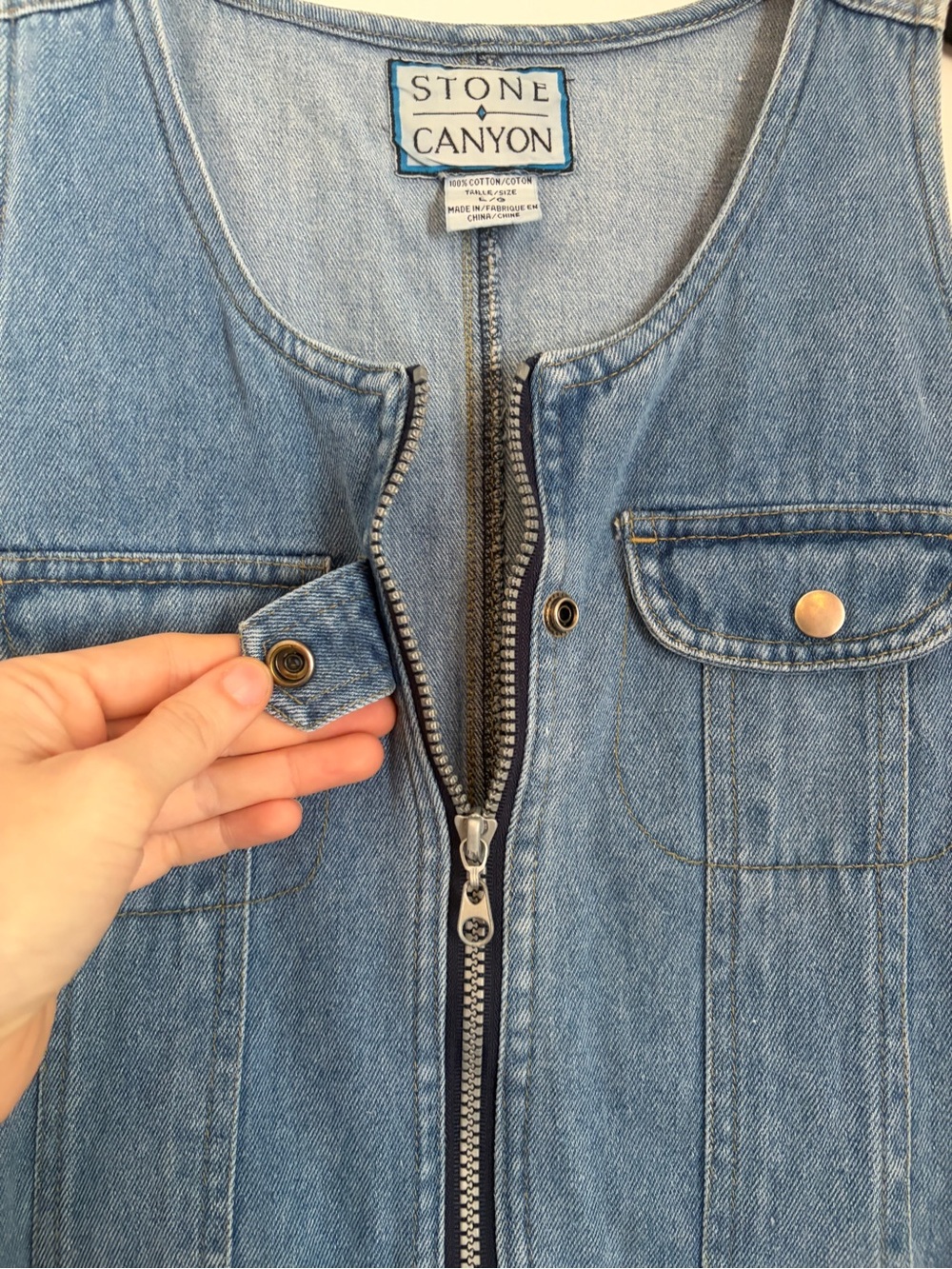 Vintage Front-Zip Denim Mini Dress - Light Blue - Picture 6 of 12